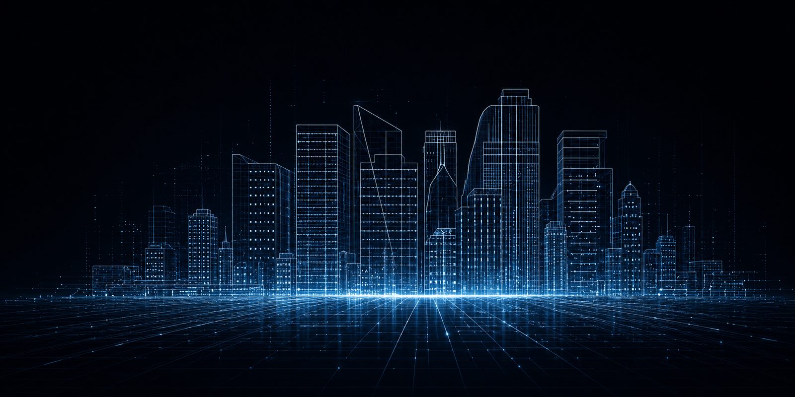 Illuminated Canadian city skyline representing institutional and public-sector clients